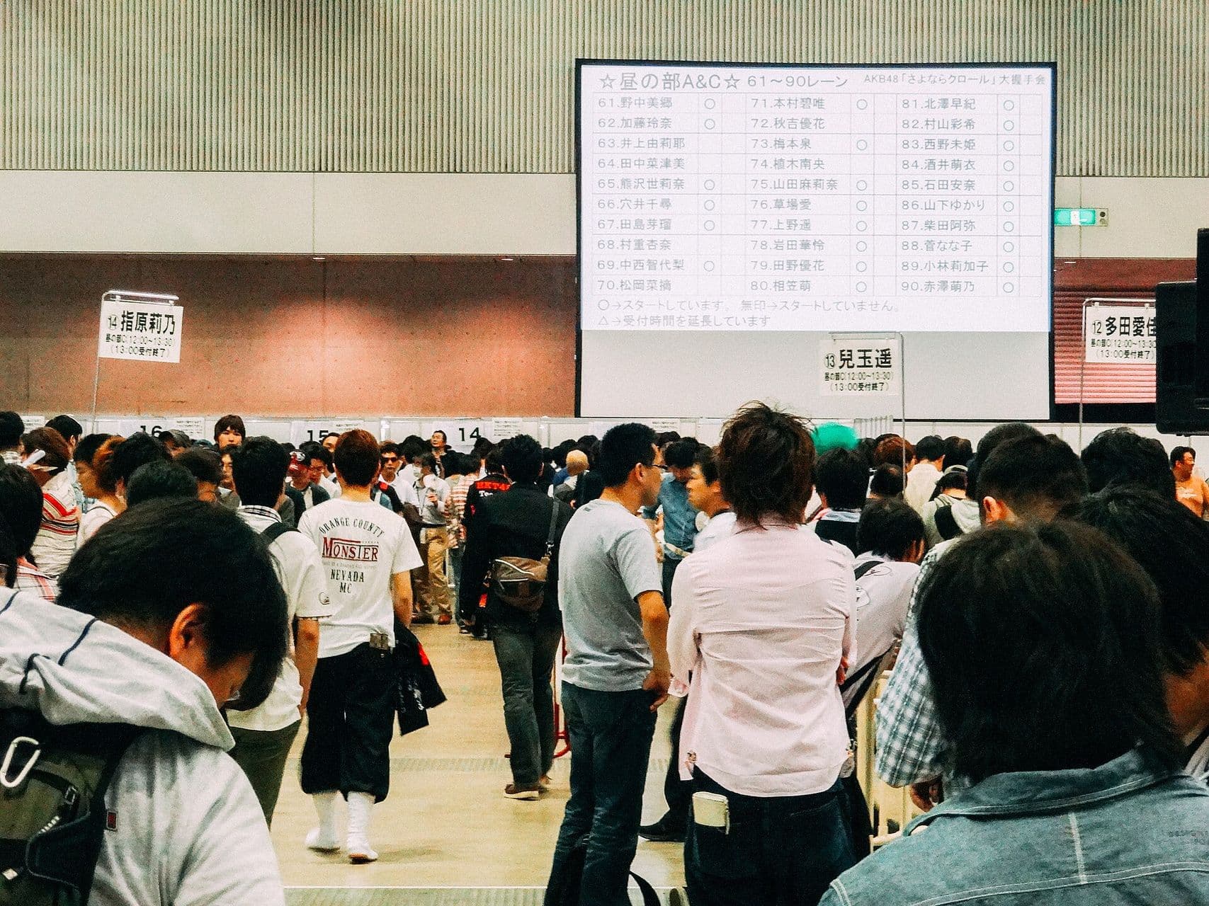 File d'attente lors d'une séance de poignées de main du groupe AKB48, en 2013.